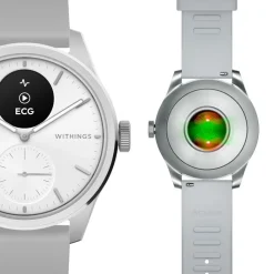 WITHINGS Montre Connectée Scanwatch 2 cadran argenté bracelet silicone gris Outlet