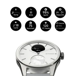 WITHINGS Montre Connectée Scanwatch 2 cadran argenté bracelet silicone gris Outlet