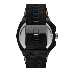 DIESEL Montre Framed Bleu cadran noir fond bleu bracelet cuir de vache noir Outlet