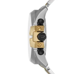 DIESEL Montre Mega Chief Noir cadran tricolore fond noir bracelet acier bicolore Hot