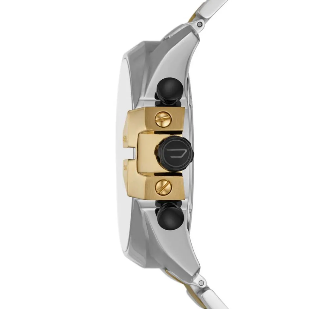 DIESEL Montre Mega Chief Noir cadran tricolore fond noir bracelet acier bicolore Hot