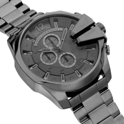DIESEL Montre Mega Chief Gris cadran gris fond gunmetal bracelet acier gris New