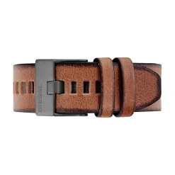 DIESEL Montre Mega Chief Noir cadran noir fond noir bracelet cuir marron Outlet