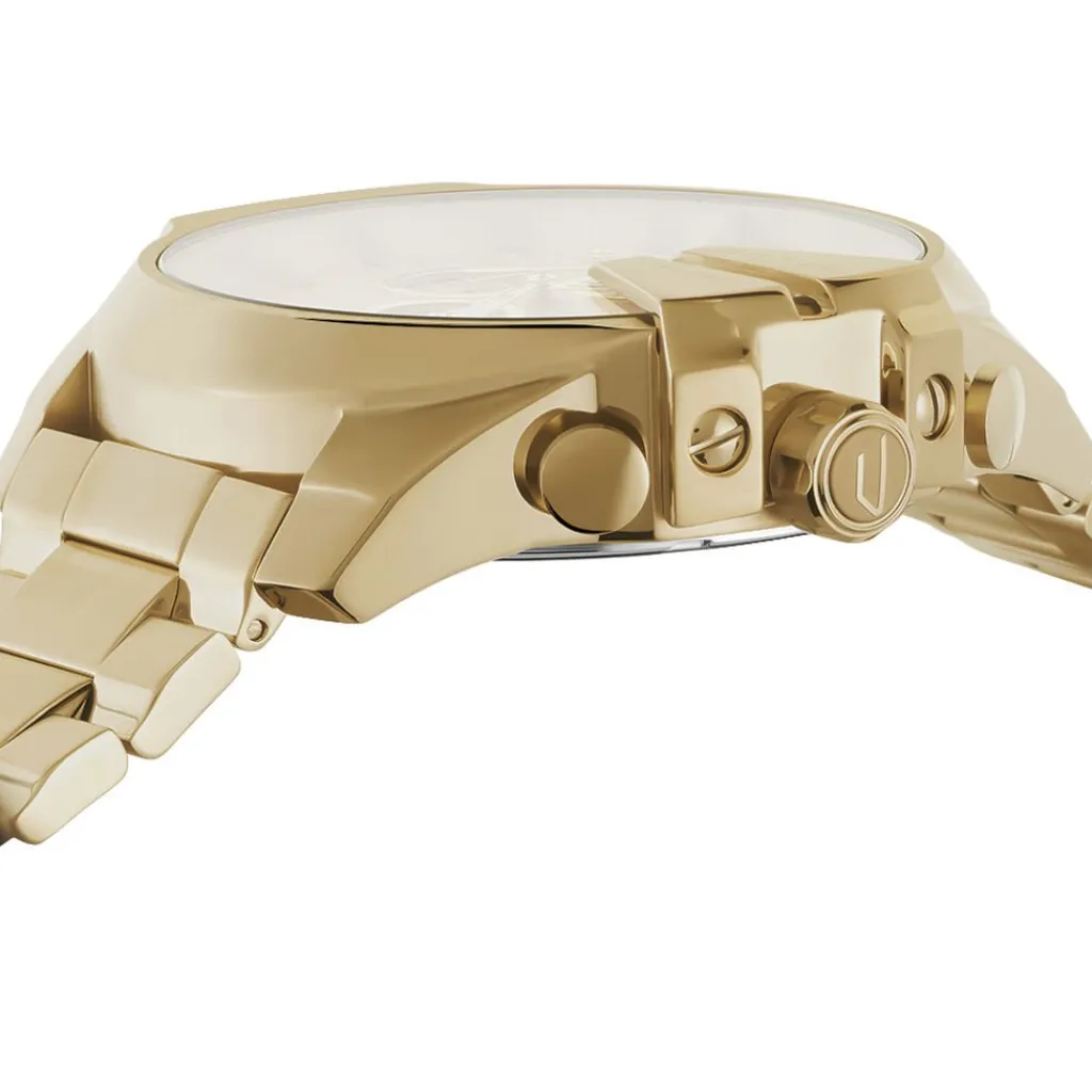 DIESEL Montre Mega Chief Champagne cadran doré fond doré bracelet acier doré New