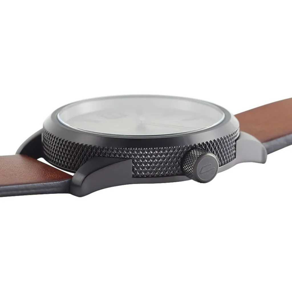 DIESEL Montre Nsbb Gris cadran noir fond gris bracelet cuir marron Online