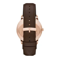 EMPORIO ARMANI Montre Blanc cadran rose fond blanc bracelet cuir marron Best