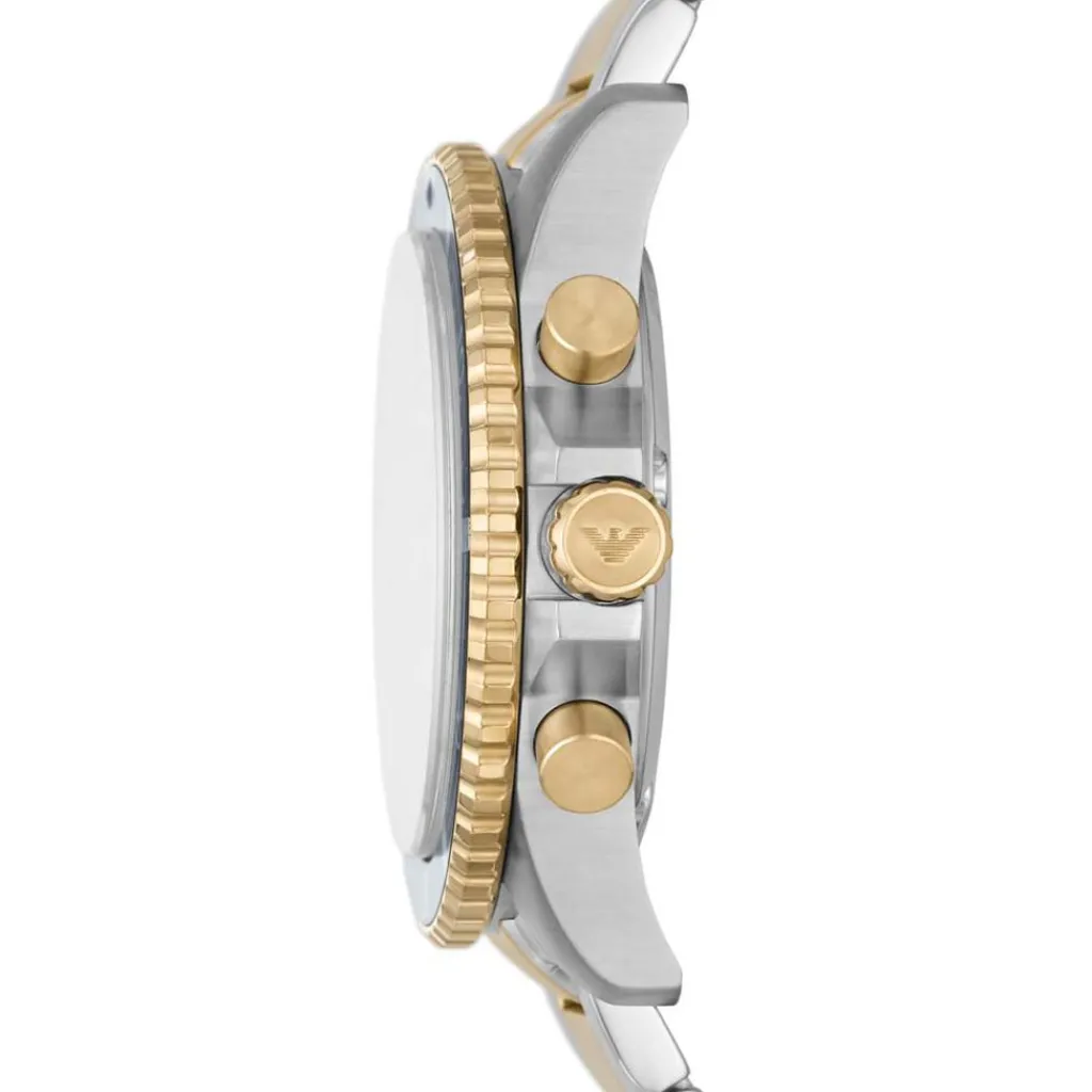 EMPORIO ARMANI Montre Bleu cadran doré rose/argenté fond bleu bracelet acier argenté/doré Outlet