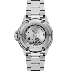 EMPORIO ARMANI Montre Bleu cadran argenté fond bleu bracelet acier argenté New