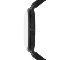 EMPORIO ARMANI Montre Noir cadran noir fond noir bracelet cuir noir Hot