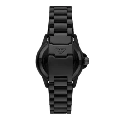 EMPORIO ARMANI Montre Sea Explorer Bleu cadran noir fond bleu bracelet acier noir Best