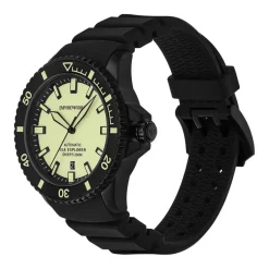 EMPORIO ARMANI Montre Sea Explorer Jaune cadran noir fond jaune bracelet silicone noir Outlet