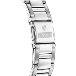 FESTINA Montre Boyfriend Noir cadran argenté fond noir bracelet acier argenté Outlet