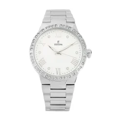 FESTINA Montre Boyfriend Blanc cadran argenté fond blanc bracelet acier argenté Clearance