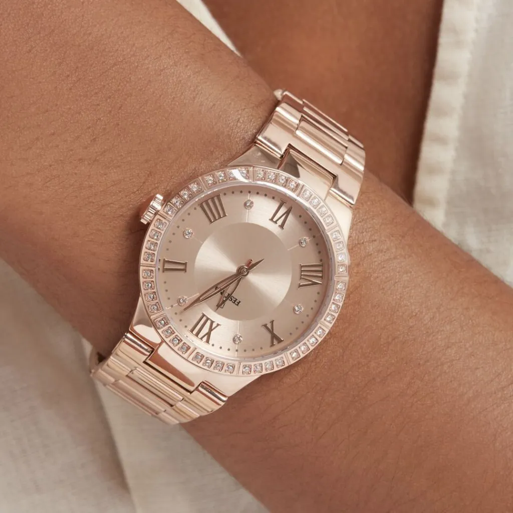 FESTINA Montre Boyfriend Rose cadran doré rose fond rose bracelet acier doré rose Outlet