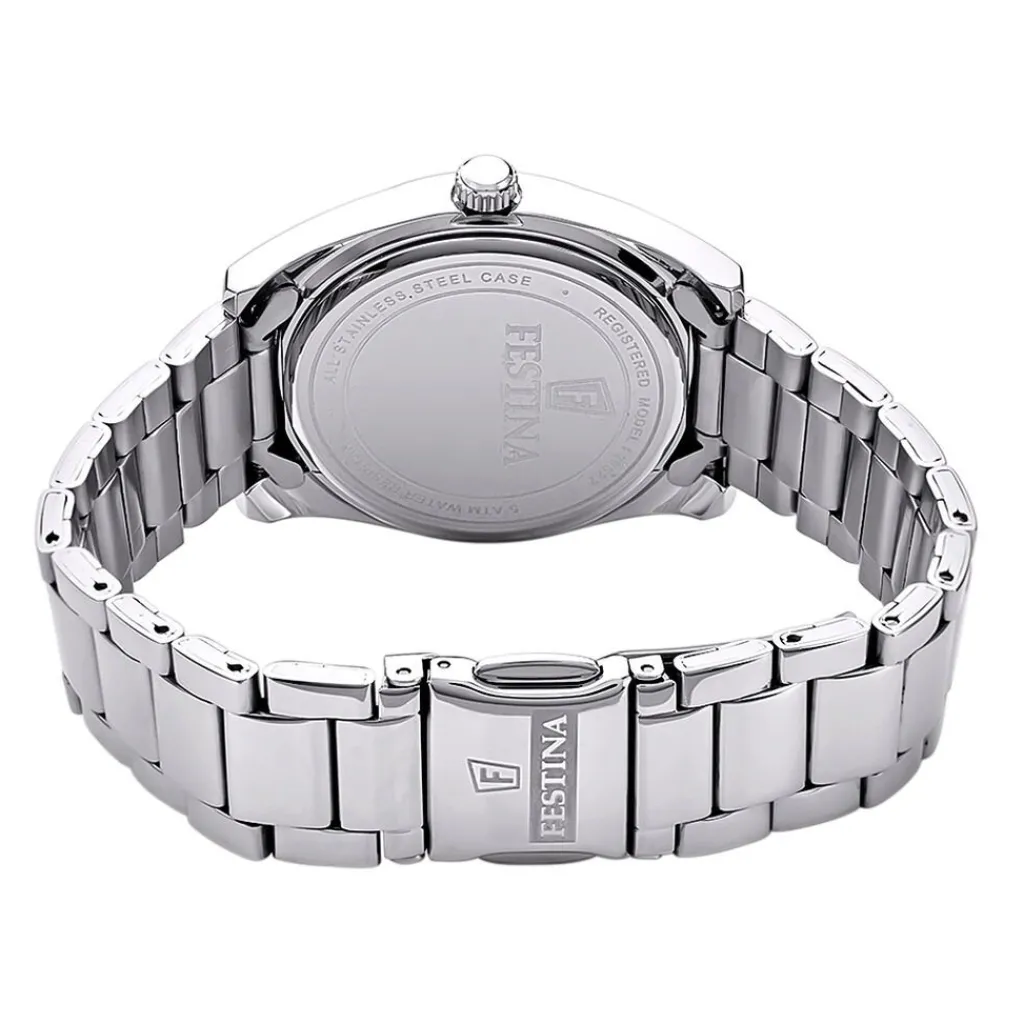 FESTINA Montre Boyfriend Vert cadran argenté fond vert bracelet acier argenté Outlet