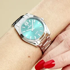 FESTINA Montre Boyfriend Vert cadran argenté fond vert bracelet acier argenté Outlet