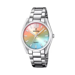 FESTINA Montre Boyfriend Multicolore cadran argenté fond multicolore bracelet acier argenté Discount