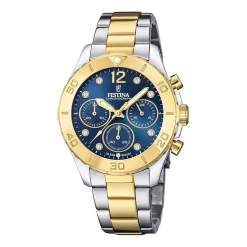 FESTINA Montre Boyfriend Bleu cadran argenté fond bleu bracelet acier bicolore Online