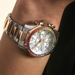 FESTINA Montre Boyfriend Blanc cadran argenté fond blanc bracelet acier bicolore Discount