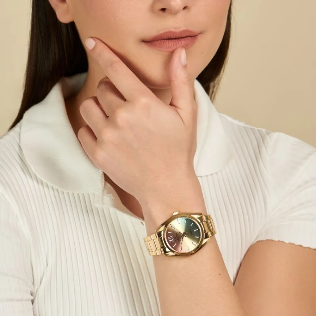 FESTINA Montre Boyfriend Multicolore cadran doré fond multicolore bracelet acier doré Discount