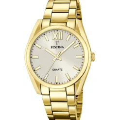FESTINA Montre Boyfriend Champagne cadran doré fond champagne bracelet acier doré Discount