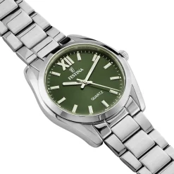 FESTINA Montre Boyfriend Kaki cadran argenté fond kaki bracelet acier argenté New