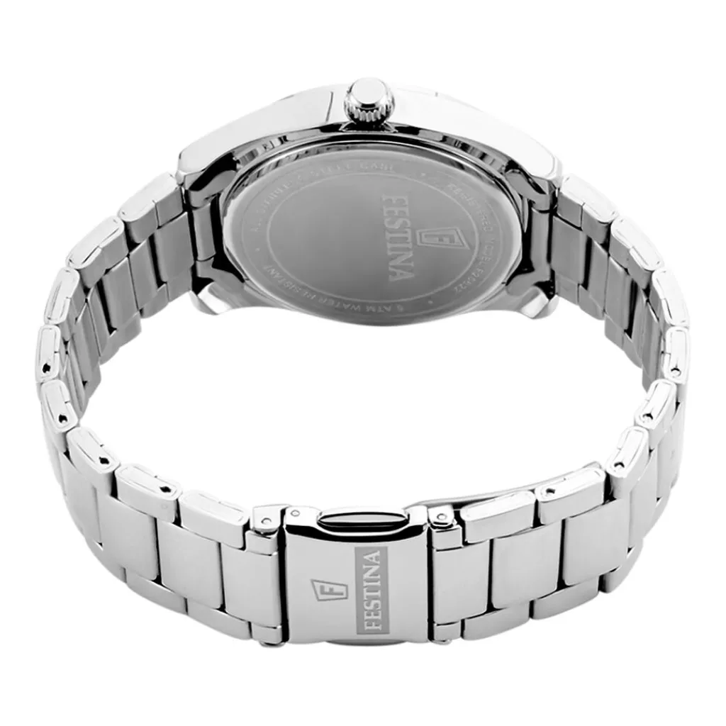 FESTINA Montre Boyfriend Kaki cadran argenté fond kaki bracelet acier argenté New