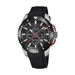 FESTINA Montre Chrono Bike Noir cadran argenté fond noir bracelet pvd noir
