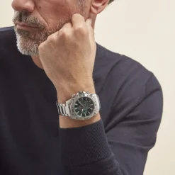 FESTINA Montre Chrono Bike Vert cadran argenté fond vert bracelet acier argenté New