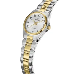 FESTINA Montre Classics Blanc cadran argenté fond blanc bracelet acier bicolore