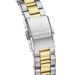 FESTINA Montre Classics Blanc cadran argenté fond blanc bracelet acier bicolore