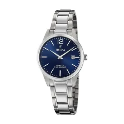 FESTINA Montre Classics Bleu cadran argenté fond bleu bracelet acier argenté Outlet