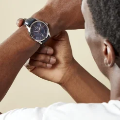 FESTINA Montre Classics Bleu cadran argenté fond bleu bracelet cuir bleu Clearance