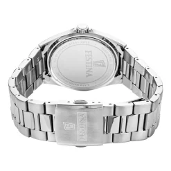 FESTINA Montre Classics Bleu cadran argenté fond bleu bracelet acier argenté Outlet