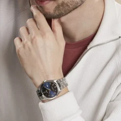 FESTINA Montre Classics Bleu cadran argenté fond bleu bracelet acier argenté Clearance