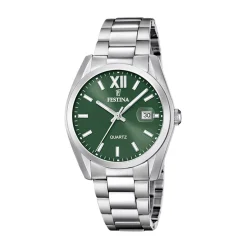 FESTINA Montre Classics Kaki cadran argenté fond kaki bracelet acier argenté Online