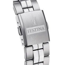 FESTINA Montre Classics Noir cadran argenté fond noir bracelet acier argenté New