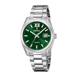 FESTINA Montre Classics Vert cadran argenté fond vert bracelet acier argenté Discount