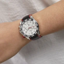 FESTINA Montre Junior Fond Blanc cadran argenté fond blanc bracelet cuir noir Hot