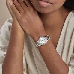 FESTINA Montre Mademoiselle Blanc cadran argenté fond blanc bracelet acier argenté New