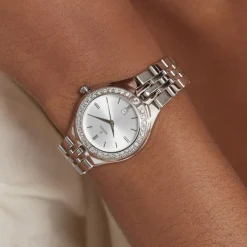 FESTINA Montre Mademoiselle Blanc cadran argenté fond blanc bracelet acier argenté New