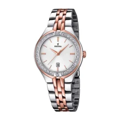 FESTINA Montre Mademoiselle Blanc cadran bicolore fond blanc bracelet acier argenté Sale