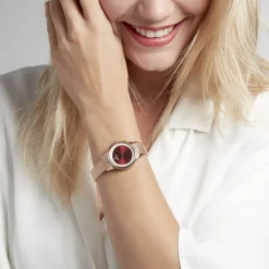 FESTINA Montre Mademoiselle Rouge cadran doré rose fond rouge bracelet acier doré rose Hot