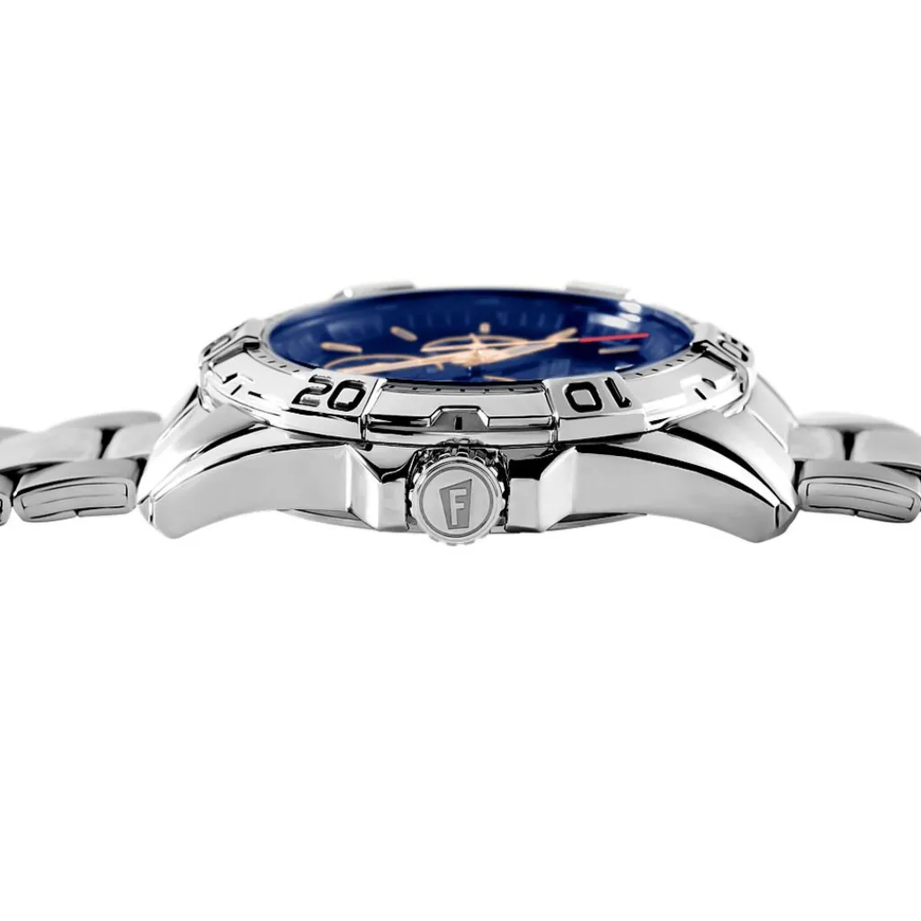 FESTINA Montre Multifonctions Bleu cadran argenté fond bleu bracelet acier argenté Sale
