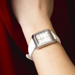 FESTINA Montre On The Square Nacre Blanche cadran argenté fond nacre blanche bracelet cuir de vache blanc Sale