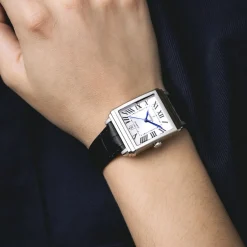 FESTINA Montre On The Square Blanc cadran argenté fond blanc bracelet cuir de vache noir Sale