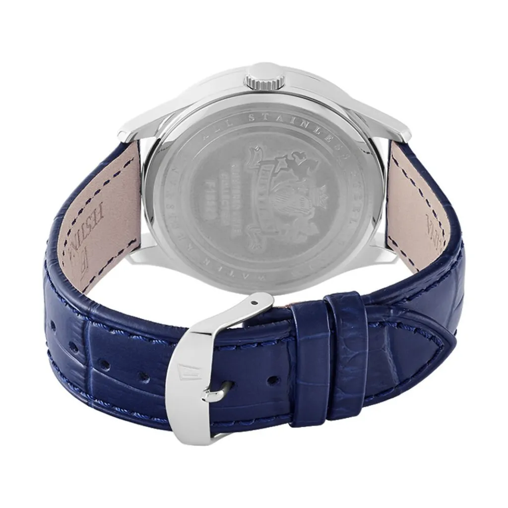 FESTINA Montre Retro Bleu cadran argenté fond bleu bracelet cuir bleu Hot