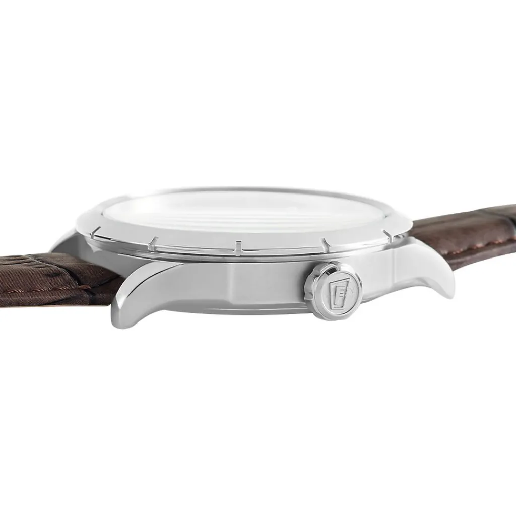 FESTINA Montre Retro Noir cadran argenté fond noir bracelet cuir marron Discount