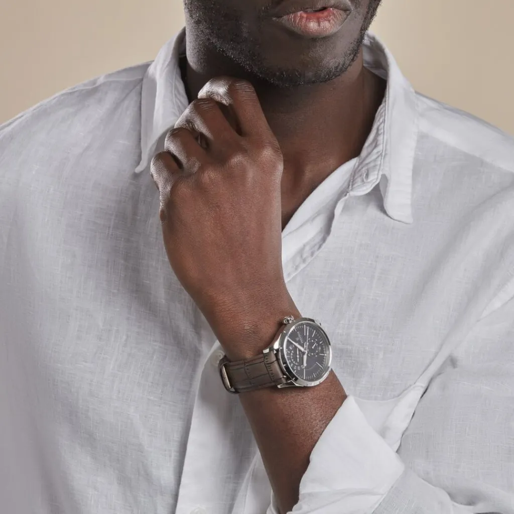 FESTINA Montre Retro Noir cadran argenté fond noir bracelet cuir marron Discount