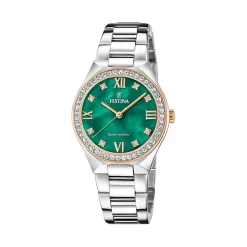 FESTINA Montre Solar Energy Vert cadran argenté fond vert bracelet acier argenté Online